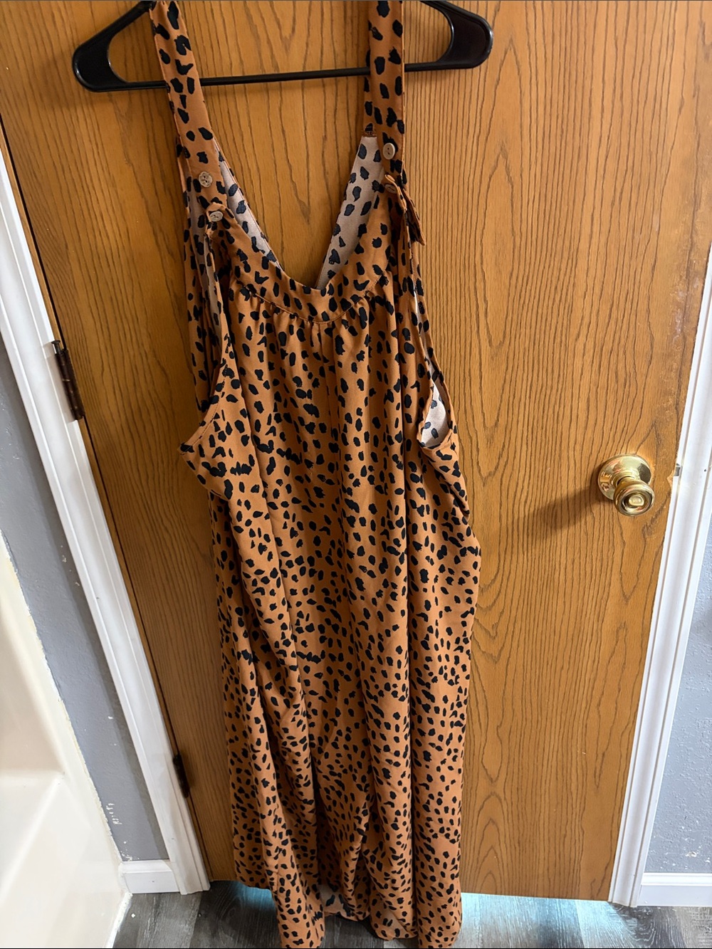 Sleeveless Leopard Print Jumpsuit - Brown